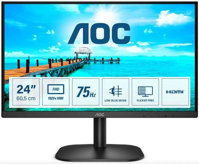 Монитор AOC 24" 24B2XHM2 FHD 75Hz, 24"(60.4cm), 4ms