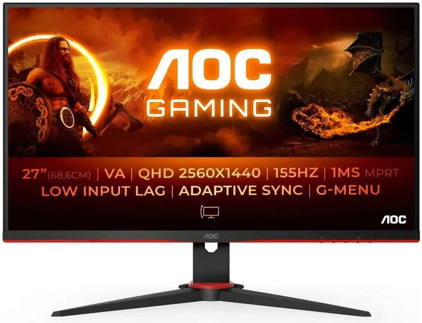 Монитор AOC 27" Q27G2E/BK VA QHD 155Hz, 27"(68.6cm), 1ms