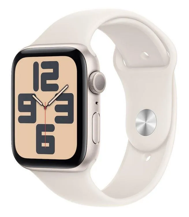Apple Watch SE v3 GPS 44mm Starlight Aluminium Case with Starlight Sport Band - M/L - mxev3qv/a