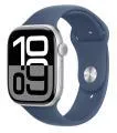 Apple Watch Series 10 GPS 46mm Silver Aluminium Case with Denim Sport Band - M/L - mwwm3qv/a