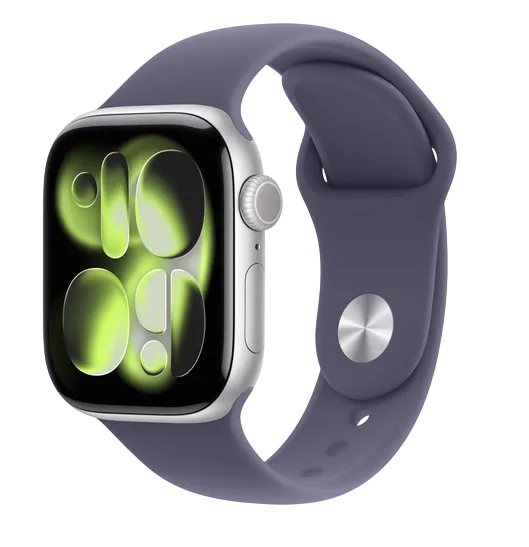 Apple Watch Series 11 GPS 42mm Silver Aluminium Case with Purple Fog Sport Band - S/M