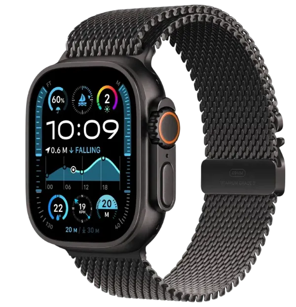 Apple Watch Ultra 2 v2 GPS + Cellular 49mm Black Titanium Case with Black Titanium Milanese Loop - M - mx5u3cm/a