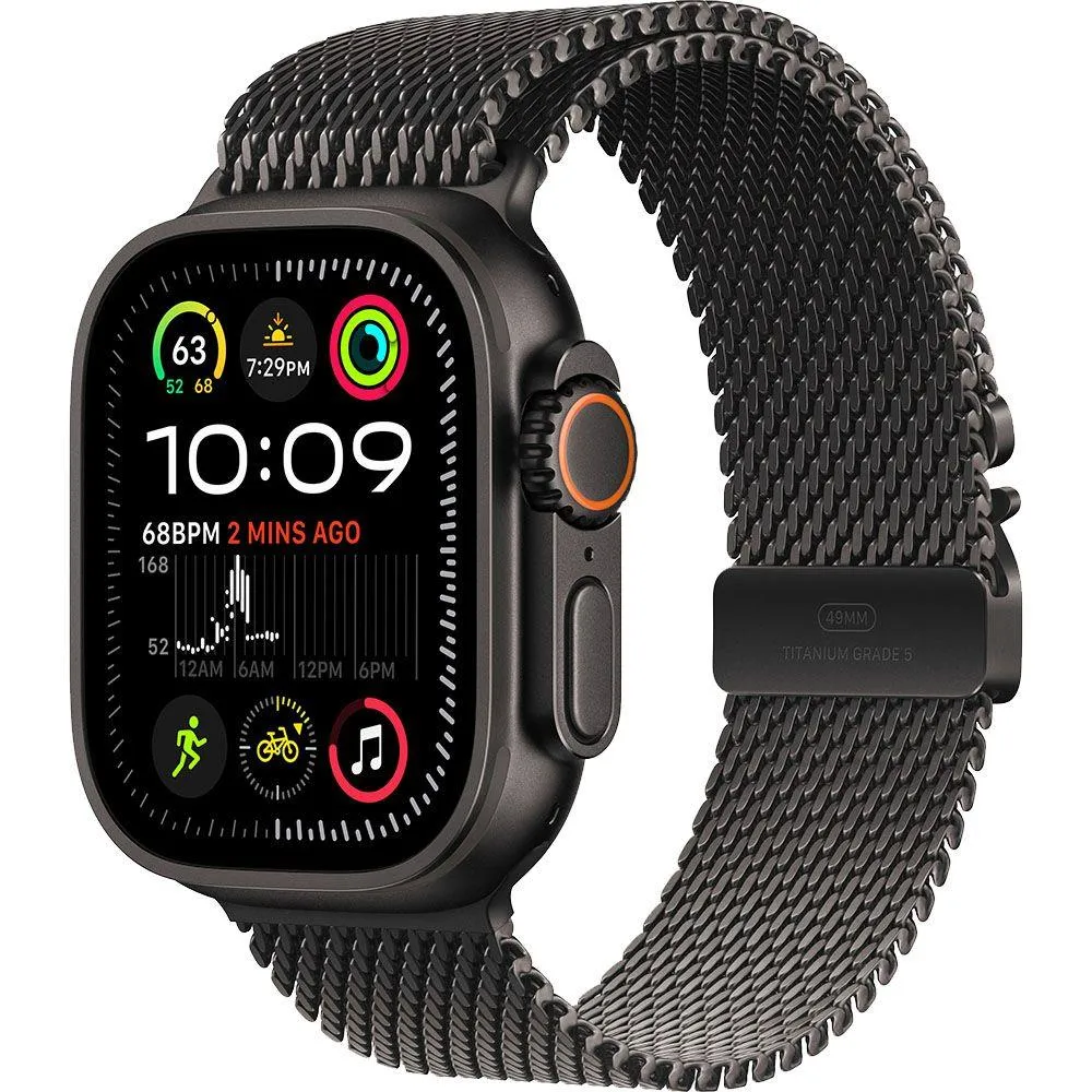 Apple Watch Ultra 2 v2 GPS + Cellular 49mm Black Titanium Case with Black Titanium Milanese Loop - L - mx5v3se/a