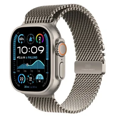 Apple Watch Ultra 2 v2 GPS + Cellular 49mm Natural Titanium Case with Natural Titanium Milanese Loop - M - mx5r3se/a
