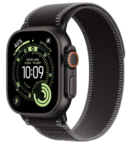 Apple Watch Ultra 3 GPS + Cellular 49mm Black Titanium Case with Black/Charcoal Trail Loop - M/L