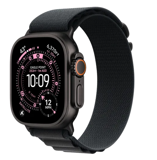 Apple Watch Ultra 3 GPS + Cellular 49mm Black Titanium Case with Black Alpine Loop - Medium