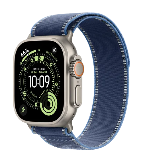 Apple Watch Ultra 3 GPS + Cellular 49mm Natural Titanium Case with Blue/Bright Blue Trail Loop - S/M