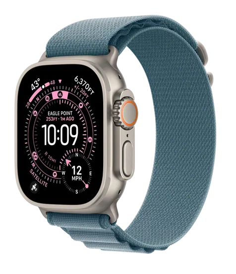 Apple Watch Ultra 3 GPS + Cellular 49mm Natural Titanium Case with Light Blue Alpine Loop - Large