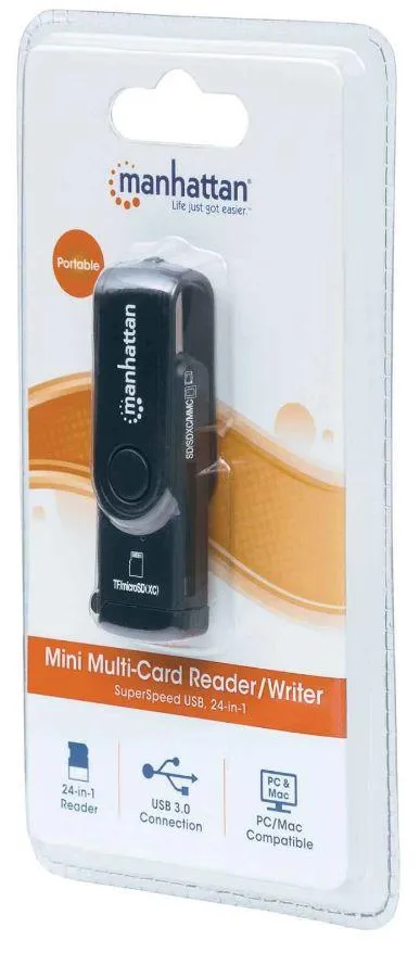 ARD READER MANHATTAN Reader/Writer, 24-in-1, SuperSpeed USB 3.0, Black
