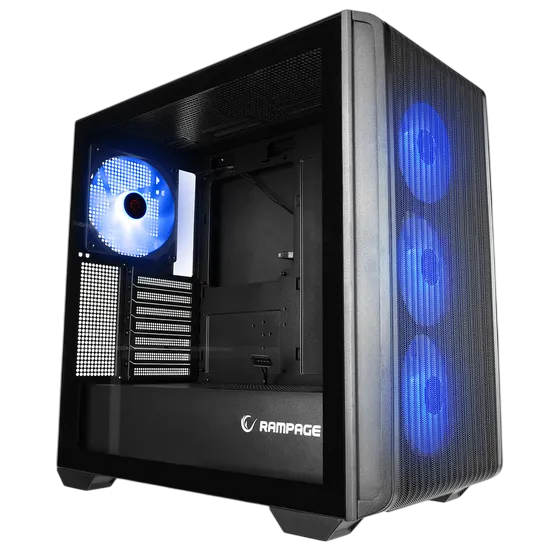ATX Case Rampage Craft Mesh Tempered Glass w/1x140mm A-RGB,3x120mm A-RGB Fans