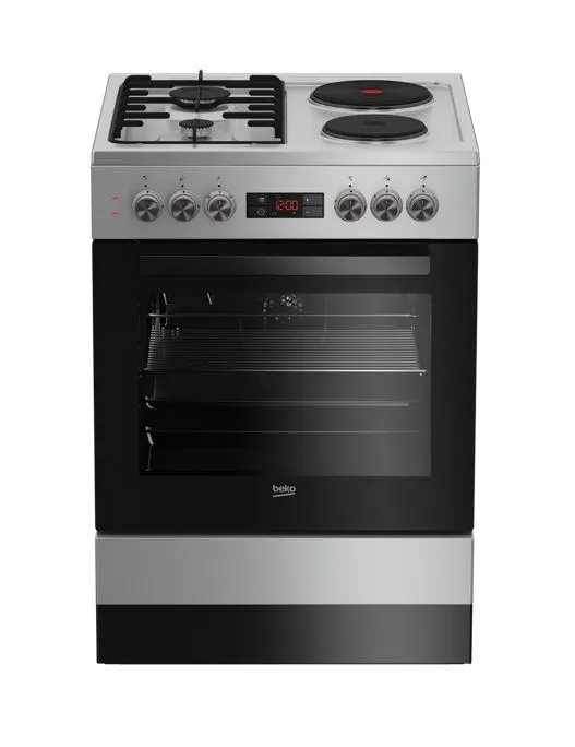 Комбиниран шпорет BEKO FSE64320DS, 60cm, 2рингли+2плин, 66l рерна, сив