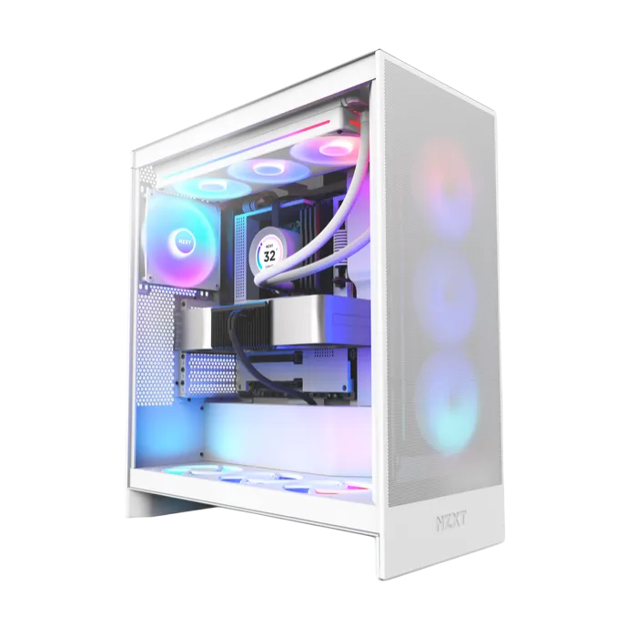 E-ATX Case NZXT H7 Flow RGB (2024) White Tempered Glass w/3x 120mm F360 RGB Core (CV) Fans