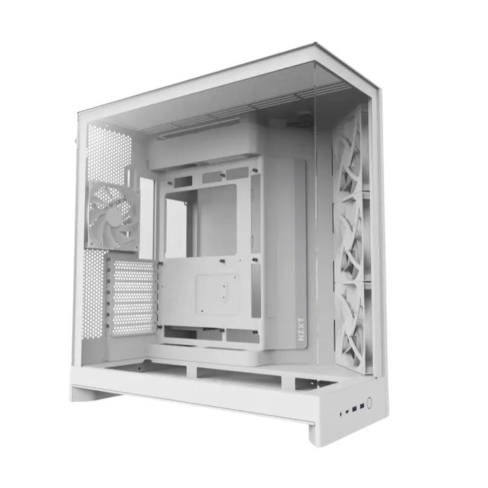 E-ATX Case NZXT H9 Flow White Tempered Glass w/3x140mm F140Q (CV) Fans, 1x120mm F120Q (CV) Fan
