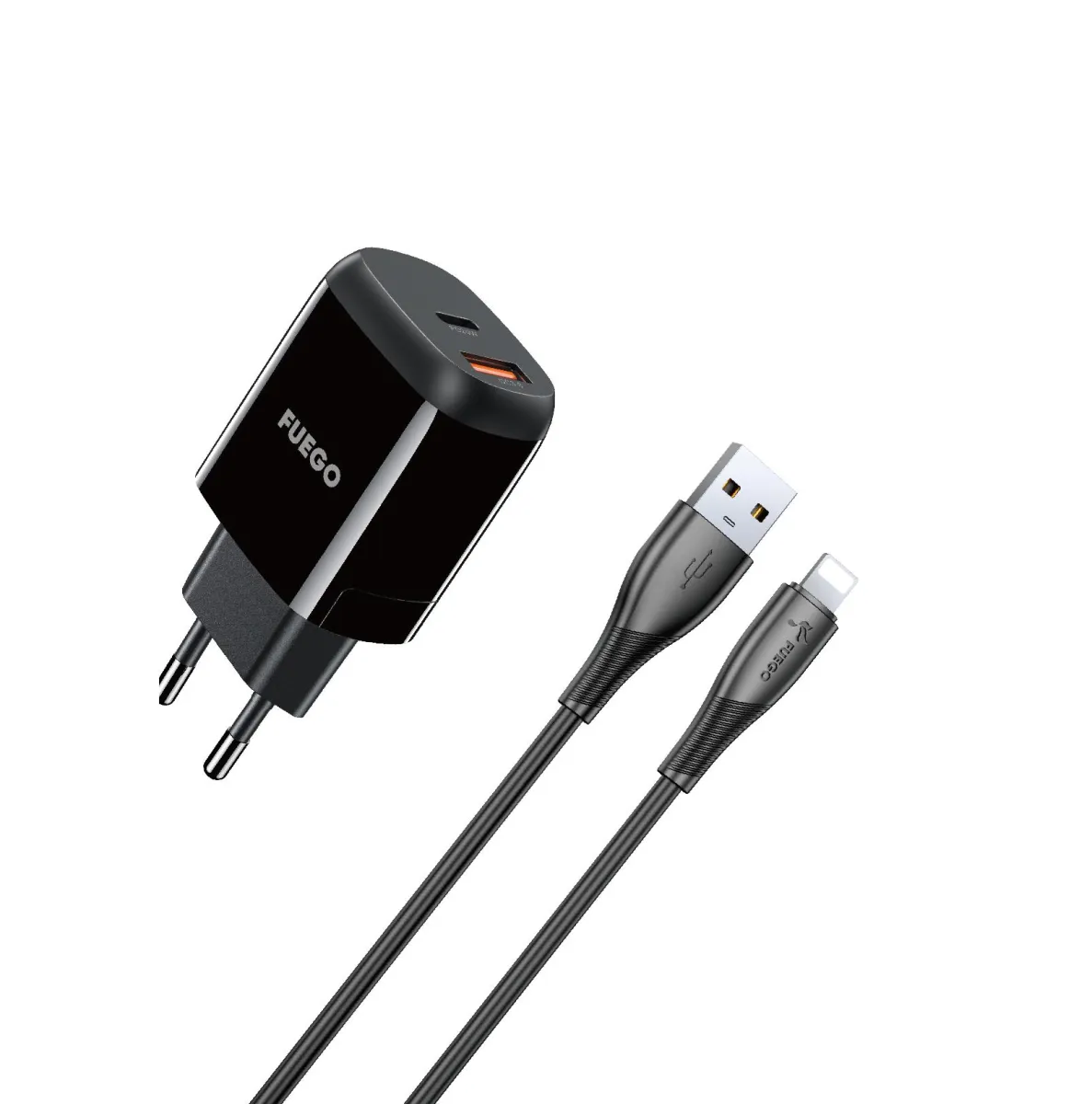 FUEGO 20W + LIGHTNING CABLE 1m (FGL20W) Black