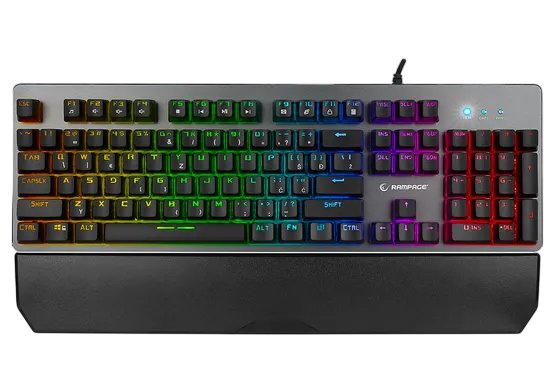 Gaming Keyboard Rampage Mithril Pro KB-RX8 Semi Mechanical Switches Rainbow Backlight w/Palm Rest