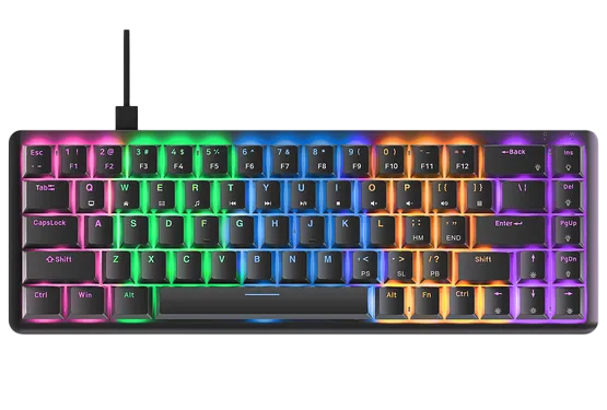 Gaming Keyboard Rampage Rebel Low Profile Mechanical Blue Switches RGB Black