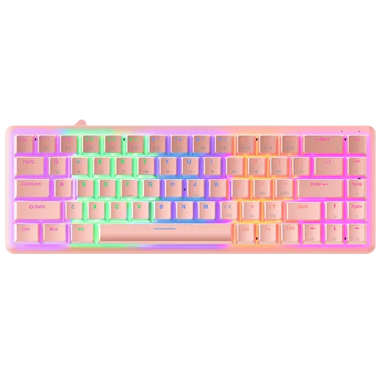Gaming Keyboard Rampage Rebel Low Profile Mechanical Red Switches RGB Pink