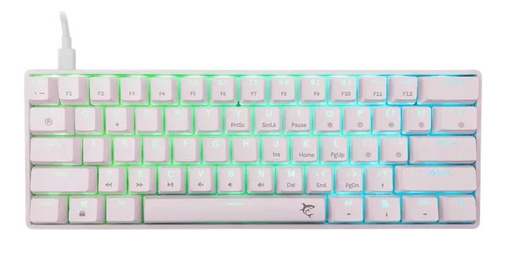 Gaming Keyboard White Shark Shinobi 2 Mechanical Blue Switches 61 Keys White
