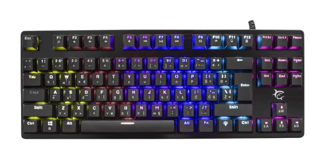 Gaming Keyboard White Shark Spartan Mechanical Blue Switches TKL 87 Keys Black