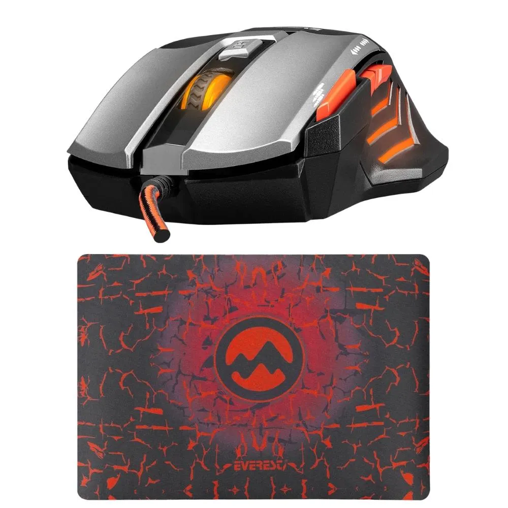 Gaming set - Mouse + Mouse Pad EVEREST SGM-X7 PRO Silver 2in1 7200dpi