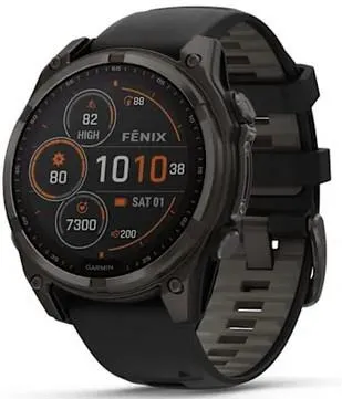 GARMIN FENIX 8 47mm Solar Sapphire Carbon Gray DLC titanium Black/pebble grey silicone