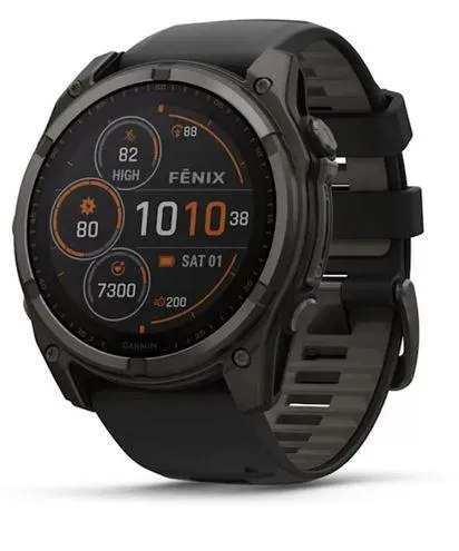 GARMIN FENIX 8 51mm Solar Sapphire Carbon Gray DLC Titanium Black/Pebble Gray Silicone