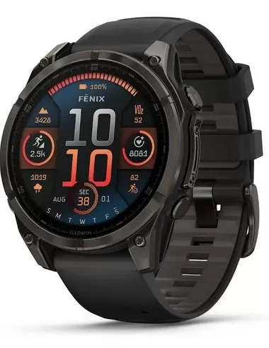GARMIN FENIX 8 AMOLED 47mm Sapphire Carbon Gray DLC Black/Pebble Gray Silicone