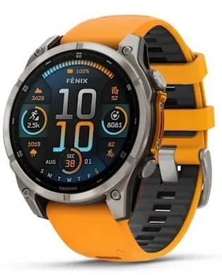 GARMIN FENIX 8 AMOLED 47mm Sapphire Titanium Spark orange/graphite silicone