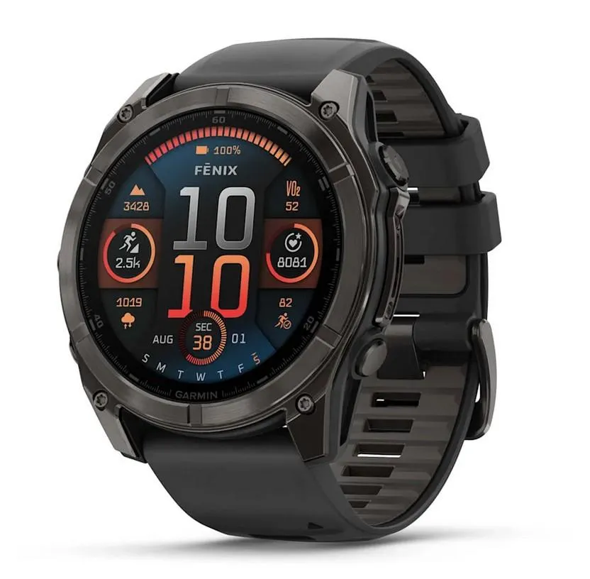 GARMIN FENIX 8 AMOLED 51mm Sapphire Carbon grey DLC Black/pebble grey silicone band