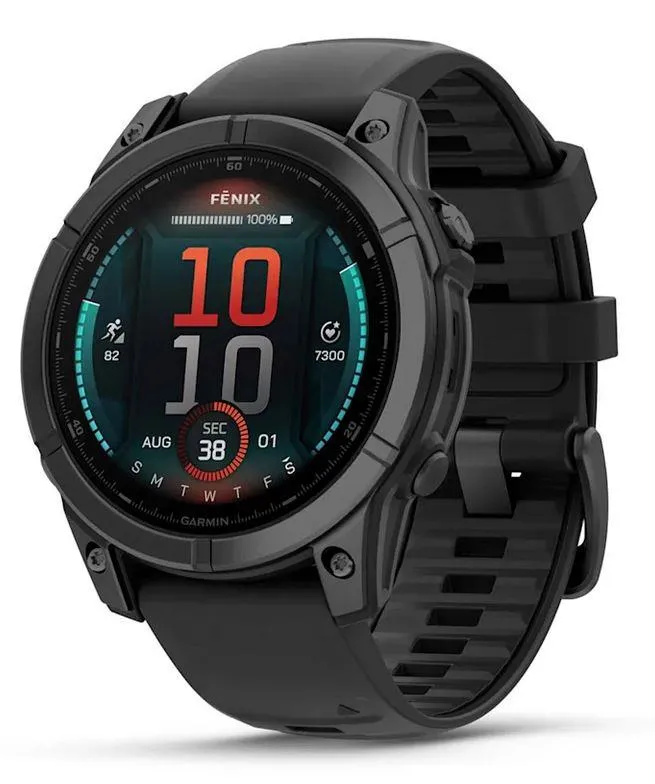 GARMIN FENIX E AMOLED 47mm Slate Gray Steel Black Silicone Band