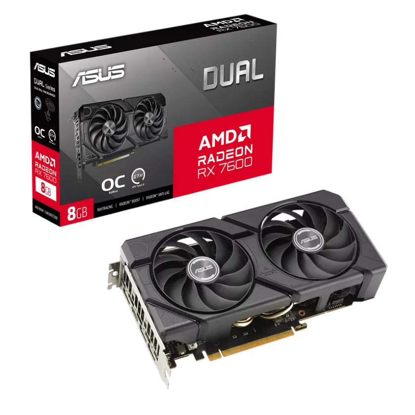 GPU ASUS Dual Radeon RX 7600 EVO OC Edition 8GB GDDR6 3xDP/HDMI (DUAL-RX7600-O8G-EVO)