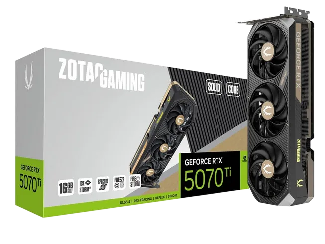 GPU Zotac Gaming Solid Core GeForce RTX 5070 Ti 16GB GDDR7 3xDP/HDMI
