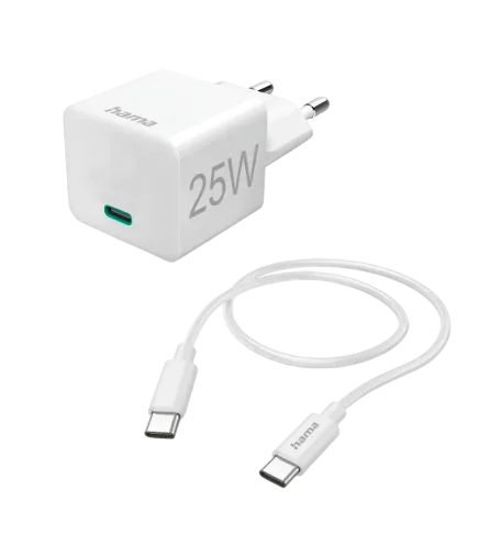 HAMA Power Adapter 25W Fast Charger with USB-C Charging Cable 1.5m (201624)