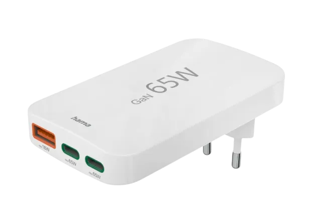 HAMA Universal USB-C Notebook Power Supply, Slim Charger, GaN, PD, 5-20V/65W 200020