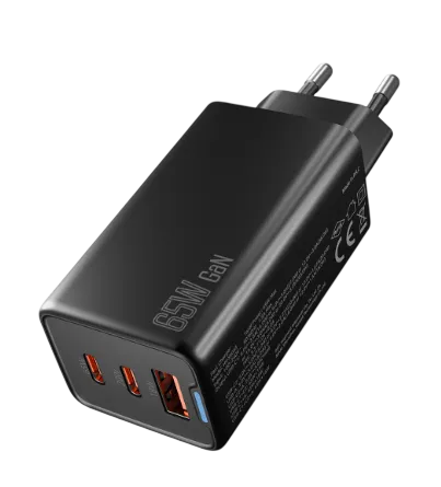 Полнач Hytech HY-XEG65 2*USB-C USB-A GAN PD 65W / QC 18W Type GAN PD/PPS Black EV/NOTEBOOK