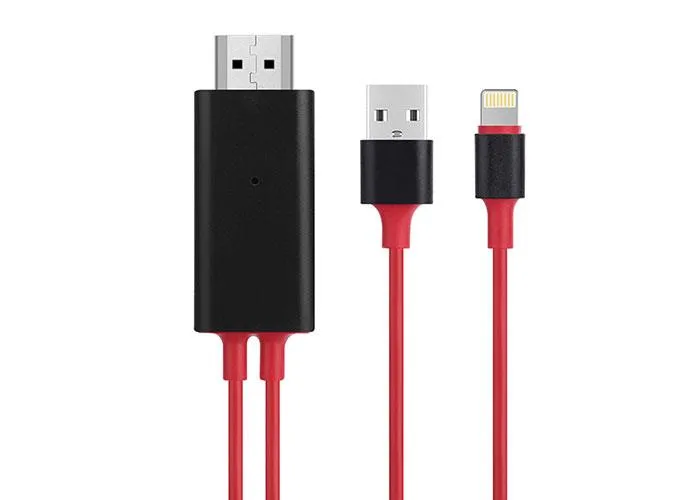 Кабел HYTECH HY-XO52 Red / Black Lightning to HDMI + USB 2m (33759)