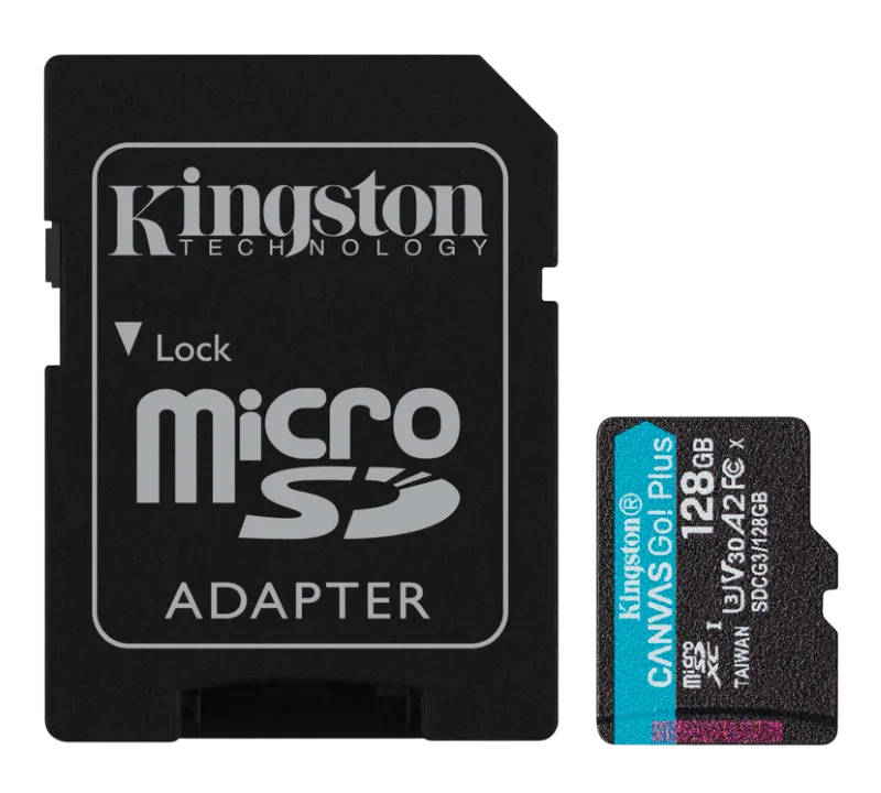 KINGSTON 128GB microSDXC Canvas Go Plus 170R A2 U3 V30 Card + ADP (SDCG3/128GB)
