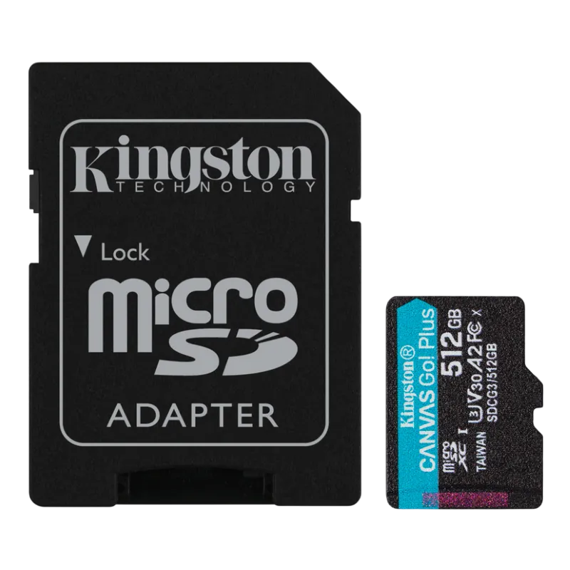 KINGSTON 512GB microSDXC Canvas Go Plus 170R A2 U3 V30 Card + ADP (SDCG3/512GB)