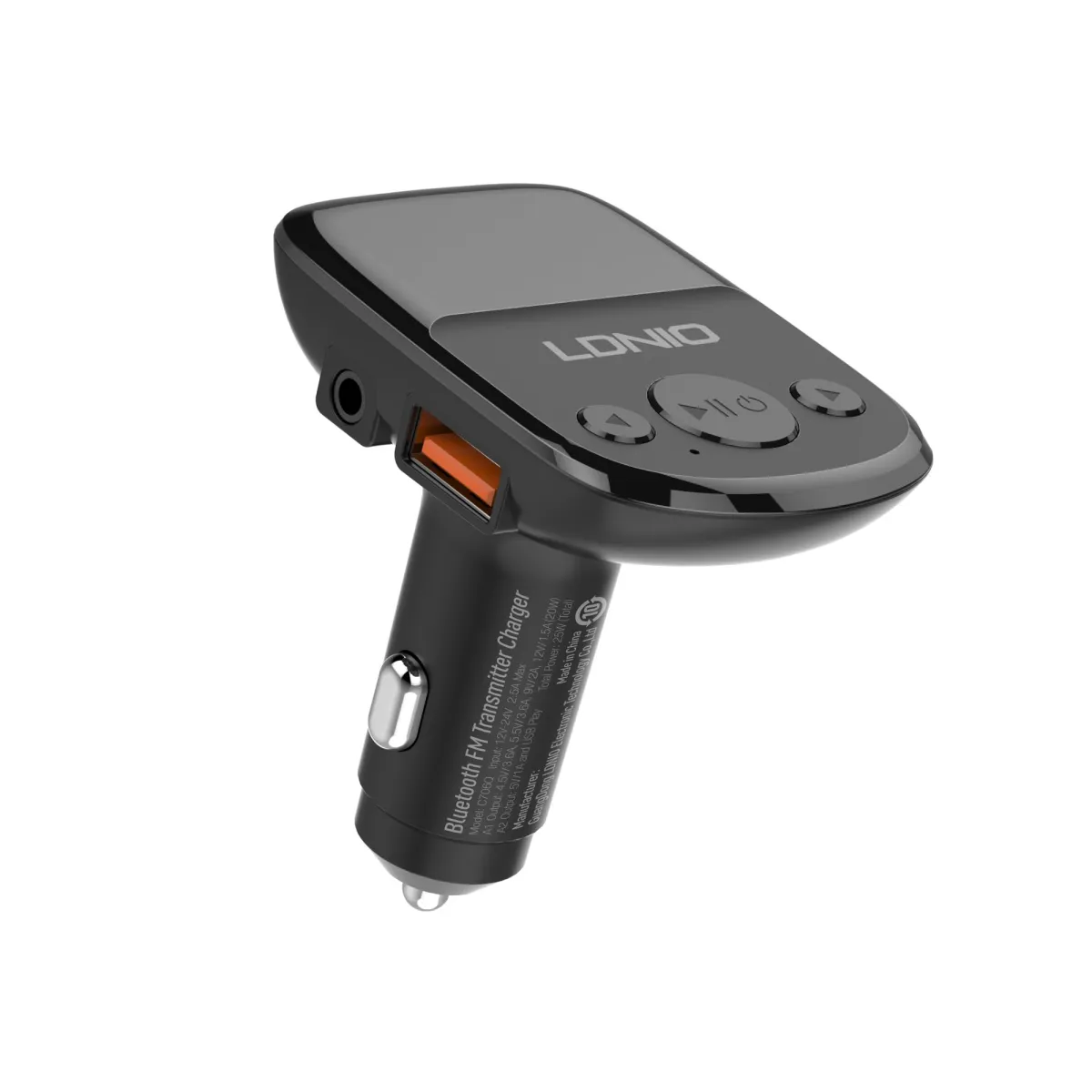 LDNIO Car charger QC3.0 LED Display Bluetooth 5.0 FM Transmitter With Lightning Cable (C706Q)