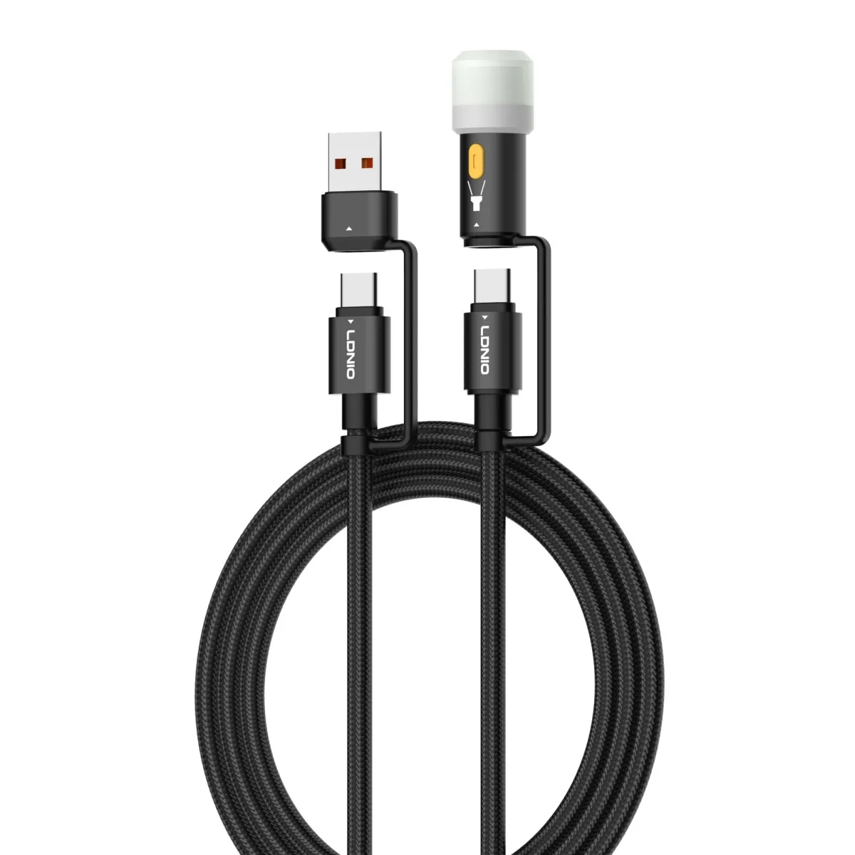 LDNIO Charging cable 4 in 1 USB-A+USB-C to USB-C+ LED Lighting 1.2m (LC17)