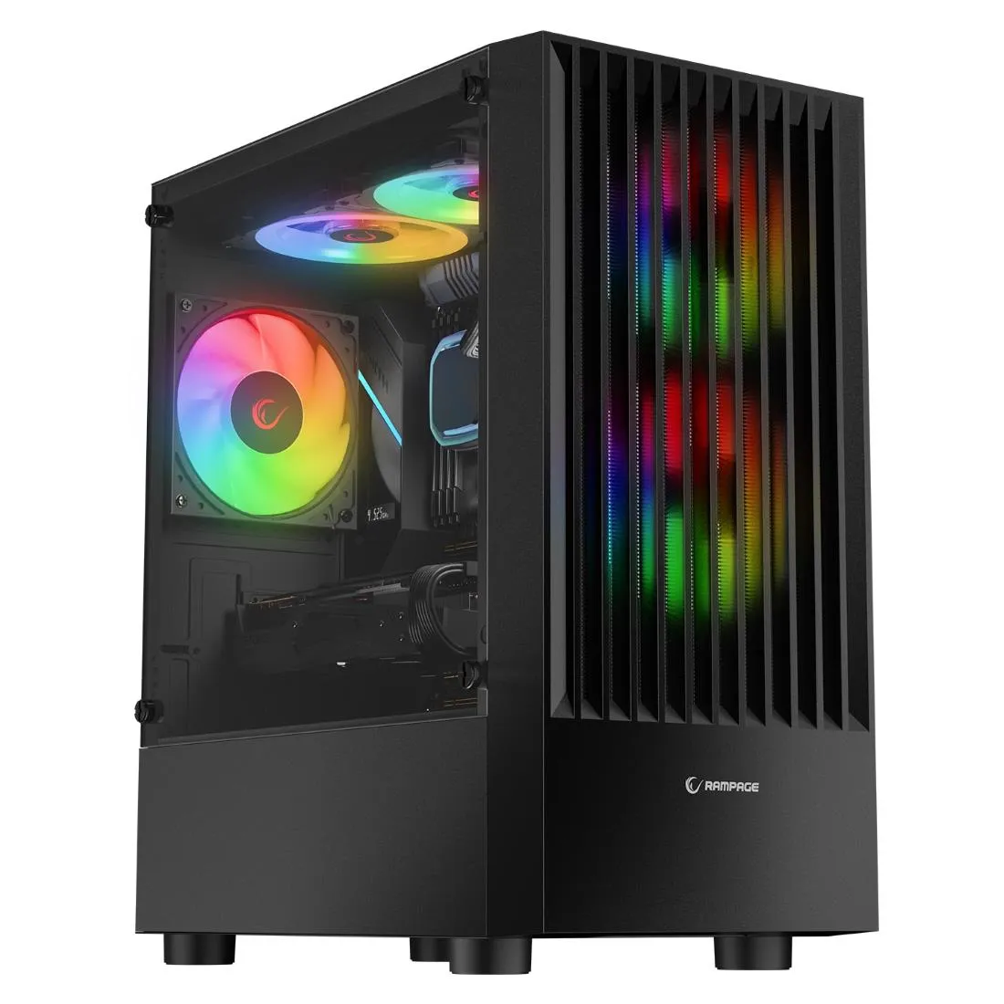 M-ATX Case Rampage Lyra Mesh Tempered Glass w/3x120mm RGB Fans Black