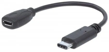 ​​Кабел MANHATTAN USB 2.0, C/MicroB M/F, 15cm, Black 353335