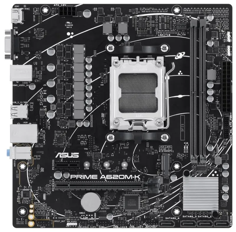 MB ASUS Prime A620M-K AM5 mATX DDR5 7200+MHz M.2 HDMI/VGA