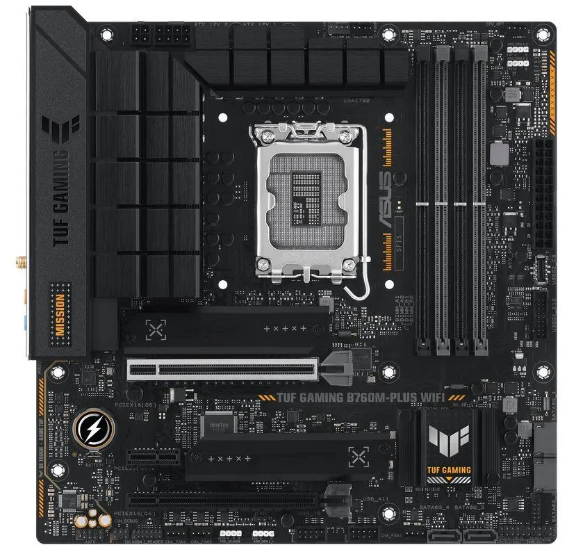 MB ASUS TUF Gaming B760M-Plus Wi-Fi LGA1700 mATX DDR5 7200+MHz 2xM.2 2.5Gb LAN Type-C DP/HDMI