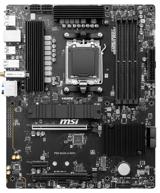 MB MSI PRO B650-S Wi-Fi AM5 ATX DDR5 7200+MHz 2xM.2 2.5GB LAN Type-C DP/HDMI