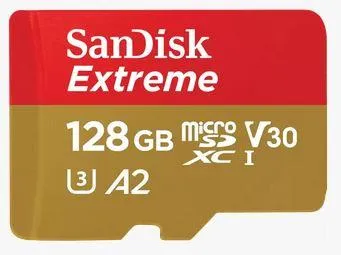 Micro SD CARD SANDISK 128GB Extreme class 10 190mb/s V30 UHS-I U3+ SD adap, 128GB