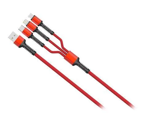 Кабел MOYE Connect 3 in 1 USB Data Red