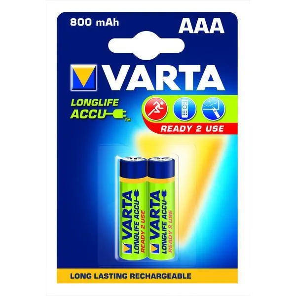 NiMH батерии VARTA LONGLIFE, 800mAh, AAA, 1,2V /2, R2U