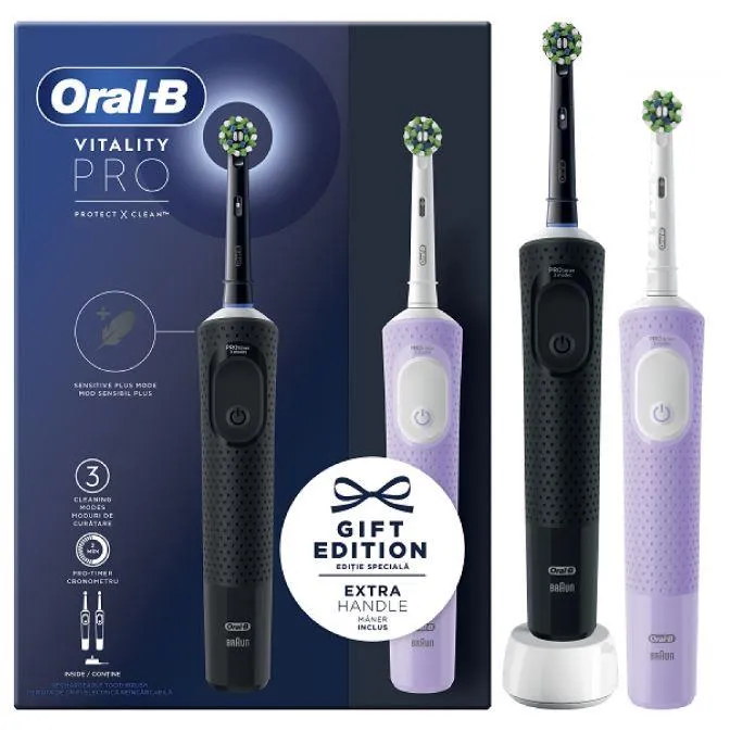 Електрична четка за заби ORAL-B VITALITY PRO 8007/12 X 2 BLACK +PINK
