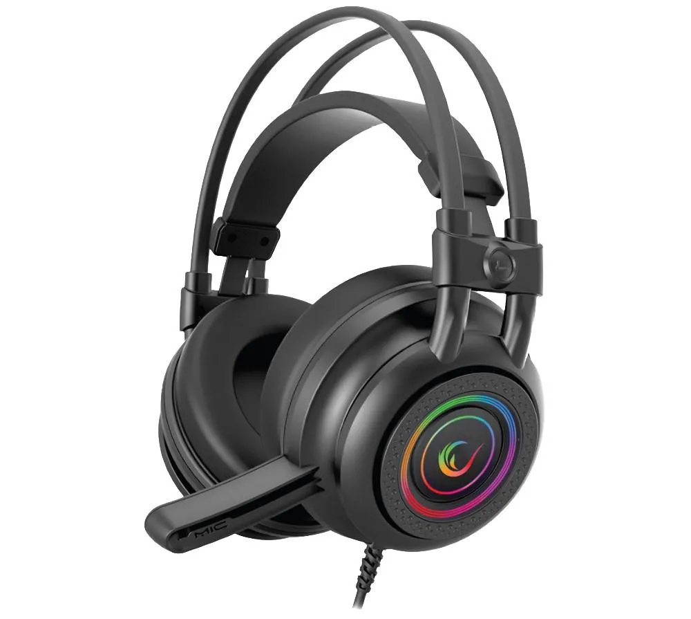 Слушалки RAMPAGE RM-K2 X-QUADRO Black USB 7.1 RGB Gaming Headset (31640)